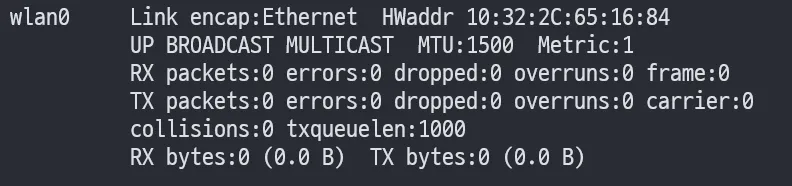 ifconfig wlan0 출력 예시 (UP 상태)