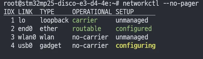 networkctl 예시: wlan0 no-carrier/unmanaged