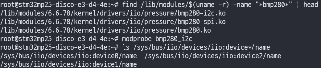bmp280 모듈 로드 후 IIO 디바이스 생성